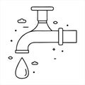 Water tap icon isolated on white background. Faucet with water drop vector icon. Royalty Free Stock Photo