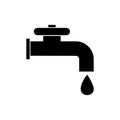 Water tap icon. Water leakage symbol. Plumbing logo. Black insulated faucet for water. Vector illustration Royalty Free Stock Photo