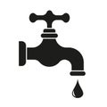 Water tap icon for web. Simple water faucet sign vector design. Faucet with falling drop web icon isolated on white. Garden water Royalty Free Stock Photo