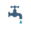 Water tap icon for web. Simple water faucet sign  design. Faucet with falling drop web icon isolated on white. Garden water Royalty Free Stock Photo