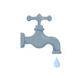 Water tap icon for web. Simple water faucet sign vector design. Faucet with falling drop web icon isolated on white. Garden water Royalty Free Stock Photo