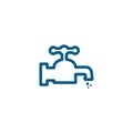 Water Tap Line Blue Icon On White Background. Blue Flat Style Vector Illustration Royalty Free Stock Photo