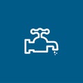 Water Tap Line Icon On Blue Background. Blue Flat Style Vector Illustration Royalty Free Stock Photo