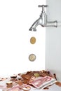 Water tap and money Royalty Free Stock Photo