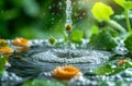 A water tap with an out falling drop of dirty