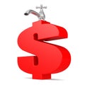 Water tap with red dollar sign Royalty Free Stock Photo