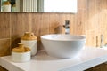 Water tap sink with faucet in expensive loft bathroom Royalty Free Stock Photo