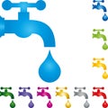 Water tap and water drop, plumber logo