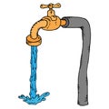 Water Tap. Water Tap With Water. Vector Illustration Of A Water Faucet For The Garden