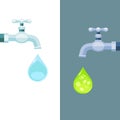 Water taps with clean and toxic drops Royalty Free Stock Photo
