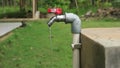 Water taps with running water on the terraces of classrooms