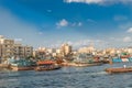 Water taxi crossing the famous Creek in Dubai, UAE