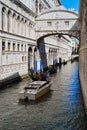 Water taxi and gondolas under the Chiesa dei Cappuccini or Bridge of Sighs Royalty Free Stock Photo