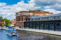 A water taxi and the historic Recreation Pier in Fells Point, Baltimore, Maryland Royalty Free Stock Photo