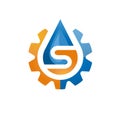 Water Tech with letter S template