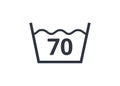 Water Temperature 70 Celcius Sign. Concept of Laundry Symbols.