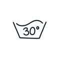 Water temperature for laundry doodle icon, vector line illustration