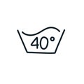 Water temperature for laundry doodle icon, vector line illustration