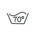 Water temperature for laundry doodle icon, vector line illustration