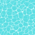 Water texture. Swimming pool water ripples, sea surface reflections and caustic pattern seamless vector background Royalty Free Stock Photo