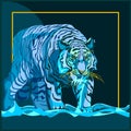 Water tiger symbol of 2022 year walking toward you