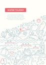 Water Tourism - line design brochure poster template A4