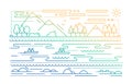 Water Tourism - line flat design illustration - color gradient