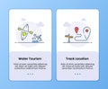 Water tourism track location campaign for onboarding mobile apps application template banner