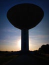 Water tower in Budapest, Budafok, at sunset. One of the towers that is still in operation. Royalty Free Stock Photo