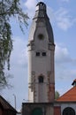 Water tower with a clock in ChorzÃ³w Poland