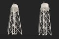 Water Tower. 3D illustration. watery resource reservoir and industrial high metal structure