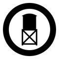 Water tower elevated industrial construction tank icon in circle round black color vector illustration image solid outline style Royalty Free Stock Photo