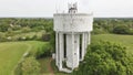 Aerial shot of a 250000 gallen water tower built in 1956 in the Sussex town of Burgess Hill.