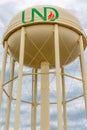 Water tower and logo on the campus of the University of North Dakota