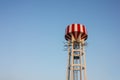 Water tower with red and white Royalty Free Stock Photo