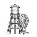 Water tower sketch vector illustration