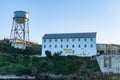 Water Tower and the Storehouse warehouse at Alcatraz Island Prison, San Francisco California USA, March 30, 2020