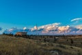 Water tower on the sunset background Royalty Free Stock Photo