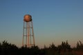 Water tower at twilight