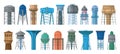 Water tower vector cartoon set icon. Vector illustration tank reservoir on white background. Isolated cartoon set icon