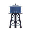 Water tower vector icon illustration tank isolated white. Industrial architecture container structure. Blue reservoir tall Royalty Free Stock Photo