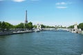 Water and town. Paris, france, landscape, bright summer weather Royalty Free Stock Photo