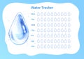Water tracker with watercolor water drop