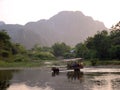 Water tractor vang vieng river laos