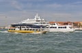 Water traffic in Venice lagoon, Italy.