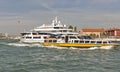 Water traffic in Venice lagoon, Italy.