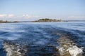 Water trail foaming behind a ferry boat Royalty Free Stock Photo