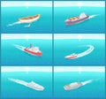 Water Transport Cruise Liners Yacht Set Vector