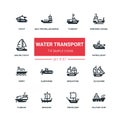 Water transport - flat design style icons set