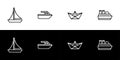 Water transport icon set. Sail boat, speed boat, paper boat, and cruise